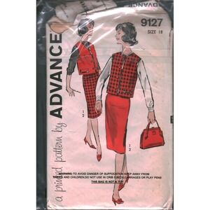 Vintage Advance 9127 Sewing Pattern Misses Skirt Sleeveless Cardigan 18 Bust 38